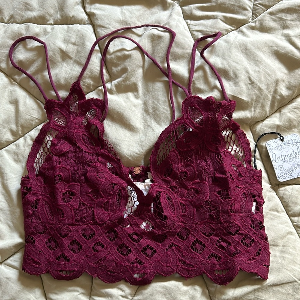 Free People Maroon Lace Bralette XS
